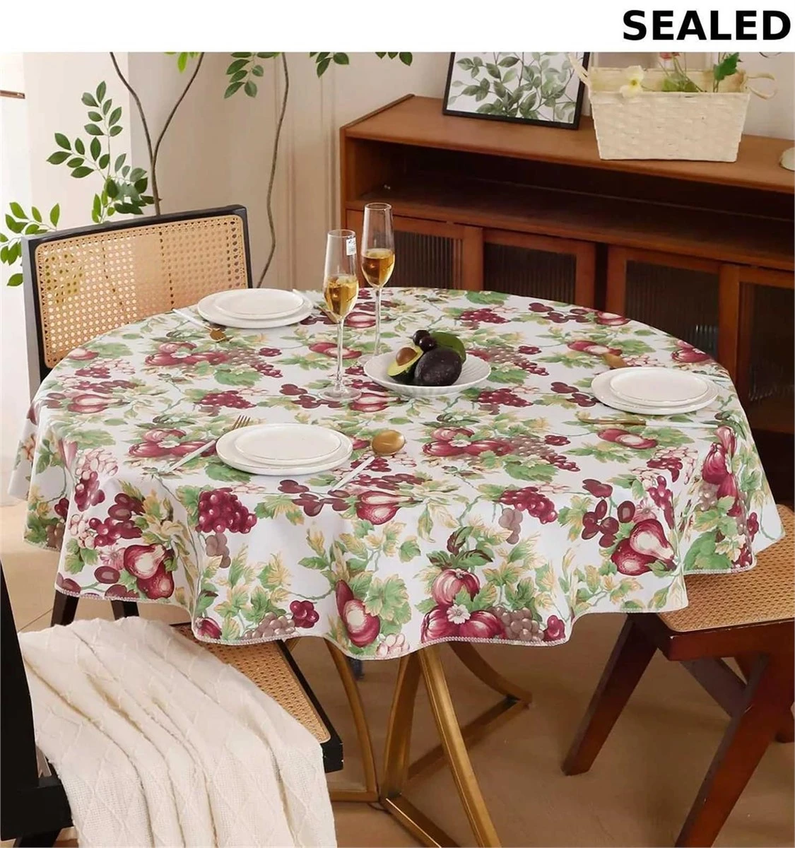Round Vinyl Tablecloth - 60" Round with flannel backing - photo 2