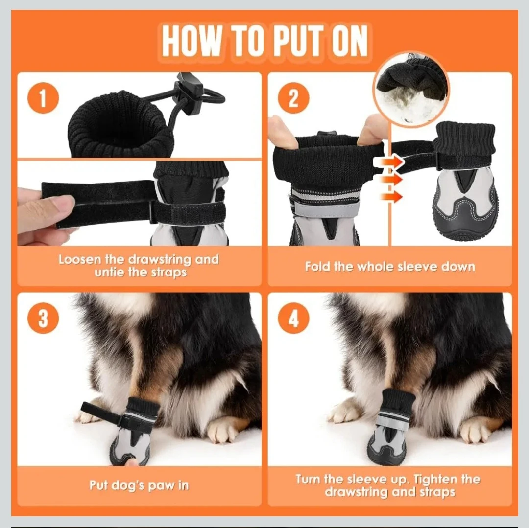 Dog Boots, Winter Warm Dogs Shoes , Waterproof Paw Pro... - photo 3