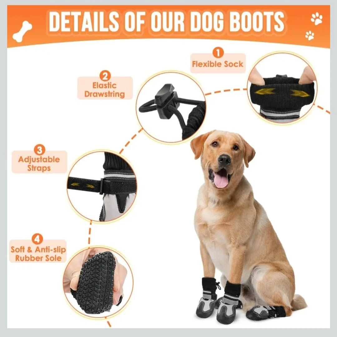 Dog Boots, Winter Warm Dogs Shoes , Waterproof Paw Pro... - photo 4