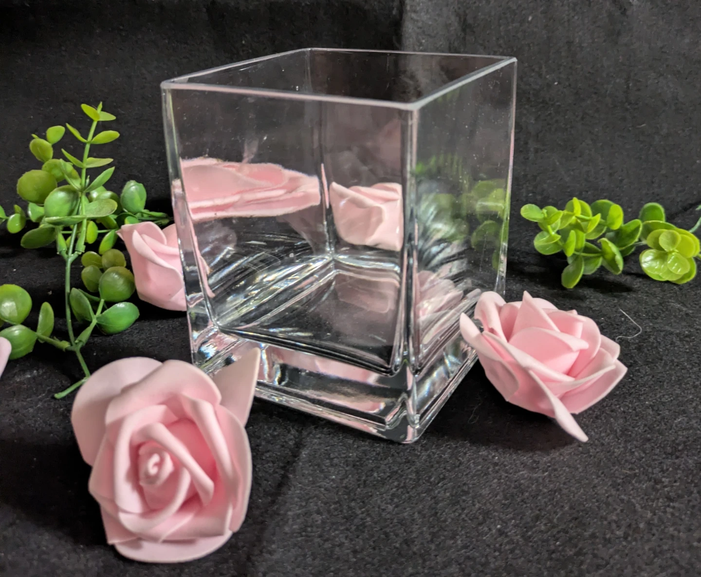Clear Glass Square Vase