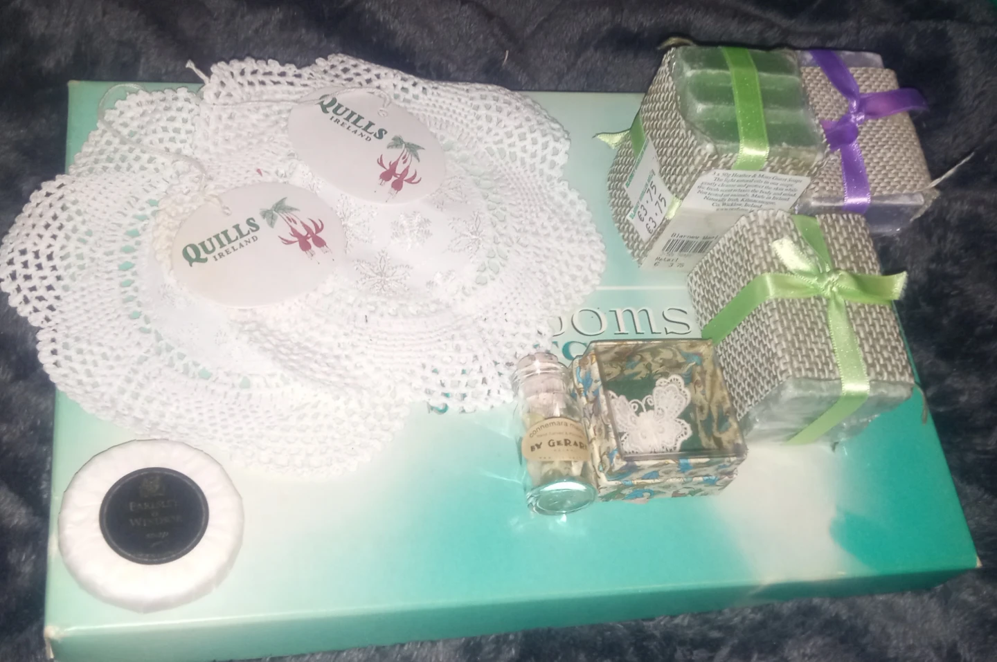 Ireland import lot of doilies soap lace butterfly and marble