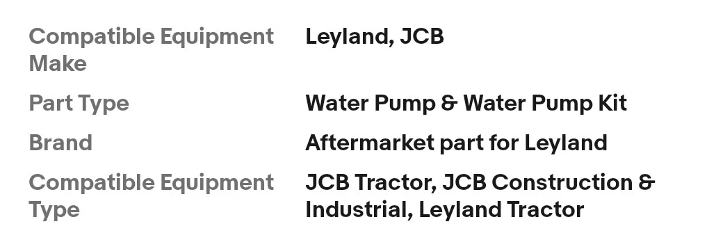Water Pump & Kit for Leyland & JCB Tractors - photo 4