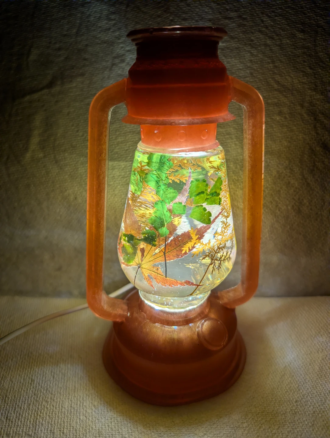 Decorative Lantern with Autumn Leaves