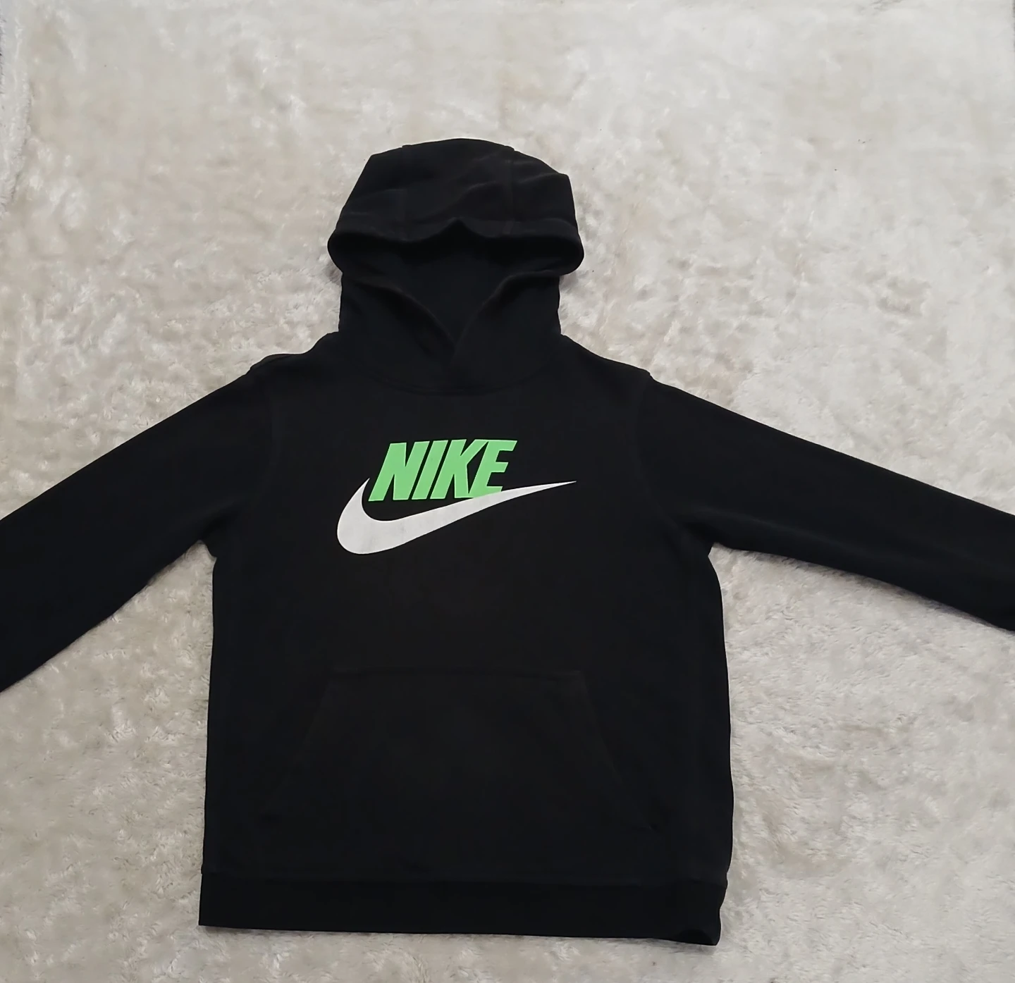 Nike Hoodie Black Green Swoosh Logo Size L - photo 3