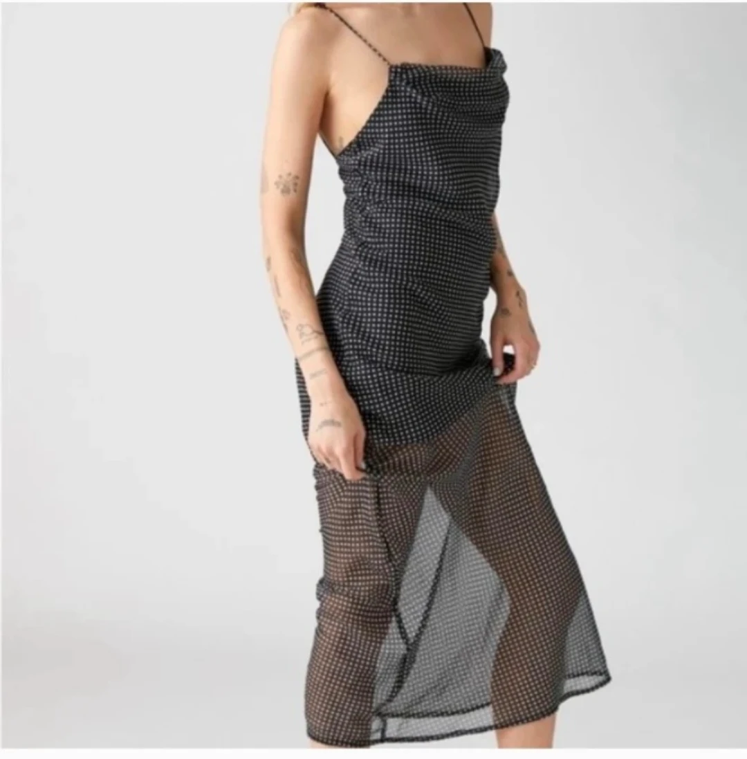 Urban Outfitters Rosalie Maxi Slip Dress Black polka - photo 2