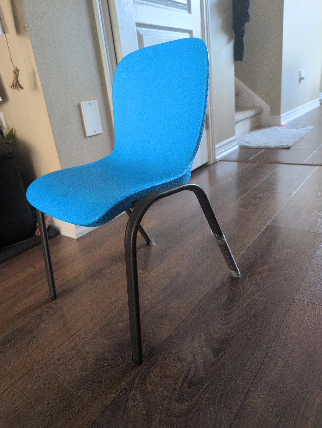 Blue Plastic Chair with Metal Legs - photo 2