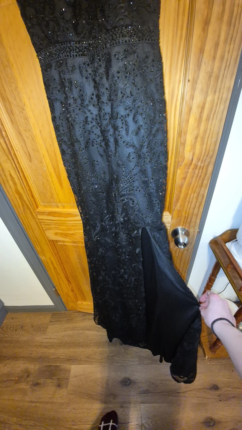 Madison James Black Embellished Lace Mermaid Gown - photo 3