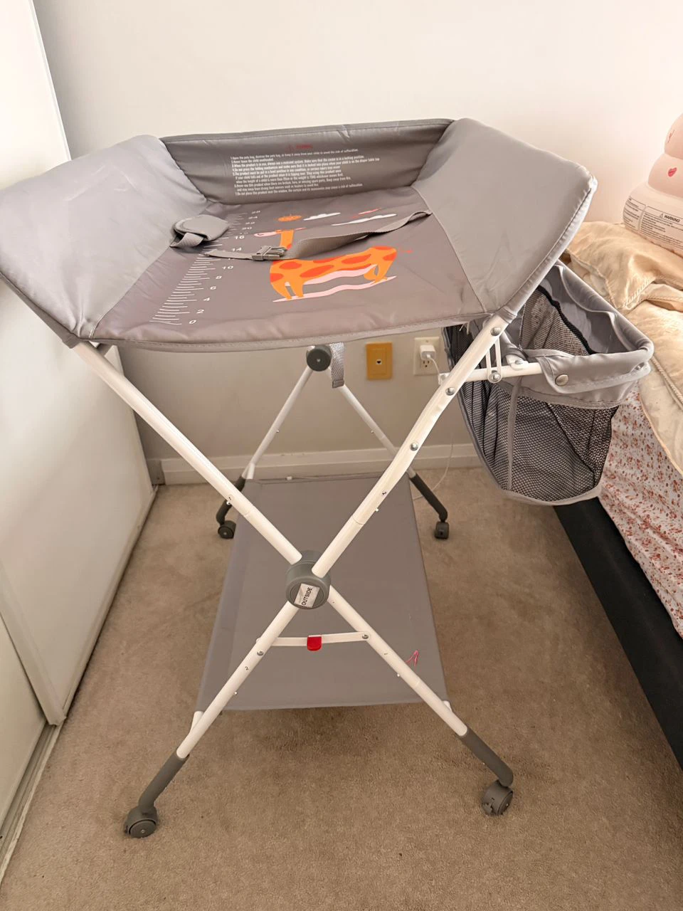 Grey Diaper Changing Table with Giraffe Design