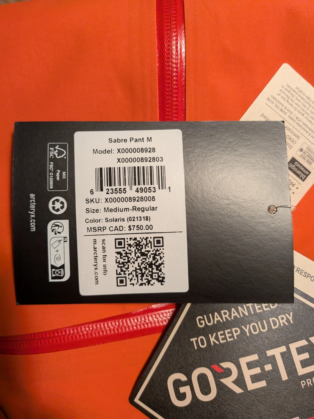 Arc'teryx Sabre Ski Pants - Medium - Orange - photo 3