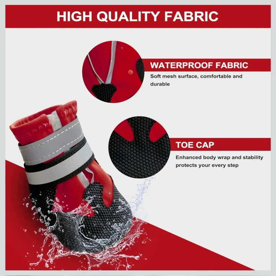 Dog Boots, Waterproof Anti-Slip Dog Shoes with Reflective ....