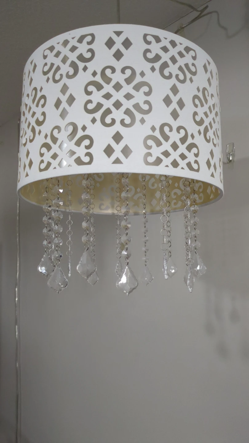 Drum Pendant Light with Crystal Beads and Cutout Pattern - photo 2