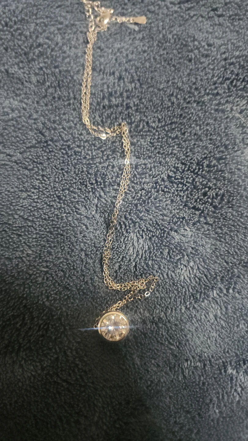 Silver Chain Necklace with Clear Pendant