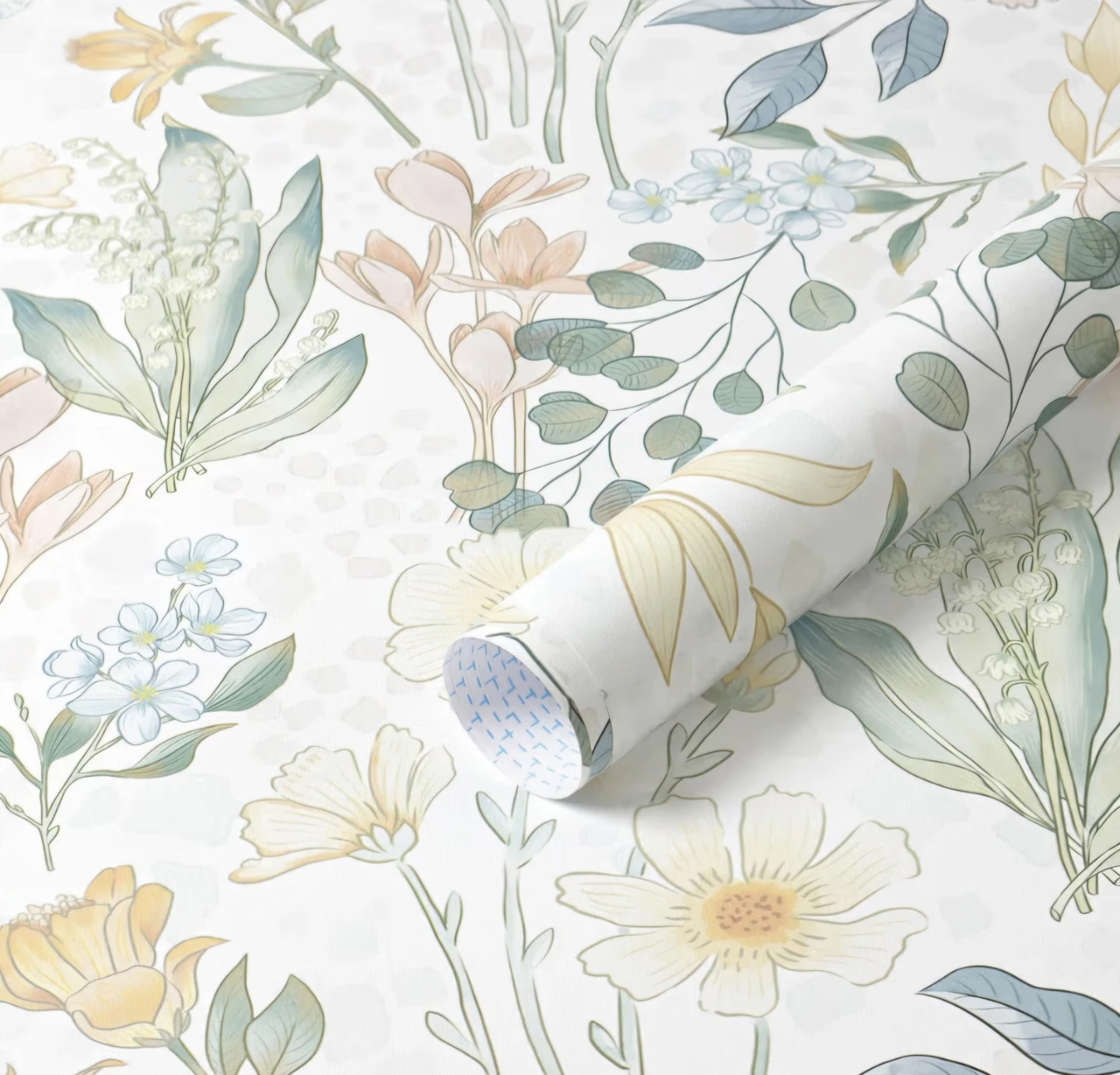 Green and Pink Floral Peel & Stick Wallpaper 17.3”x78.7”