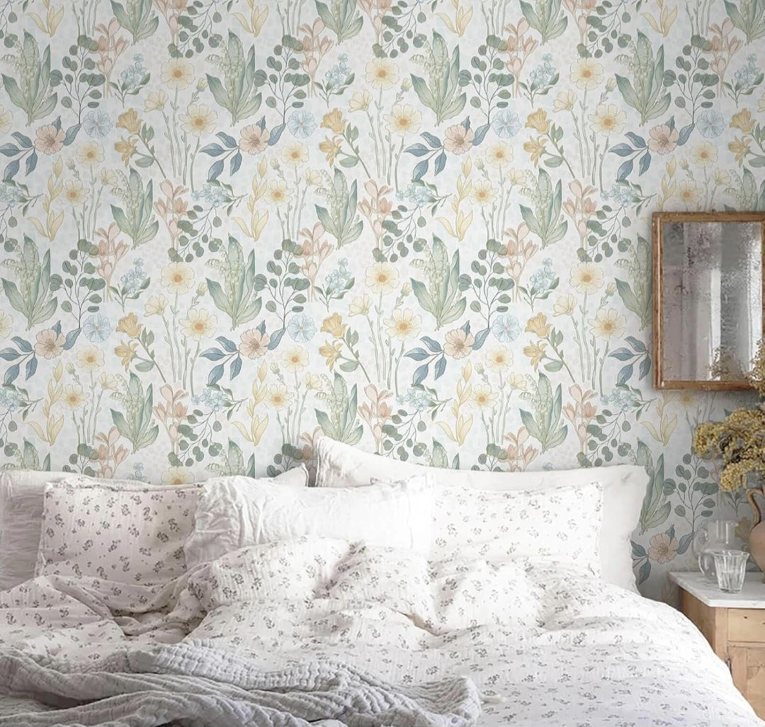 Green and Pink Floral Peel & Stick Wallpaper 17.3”x78.7” - photo 2