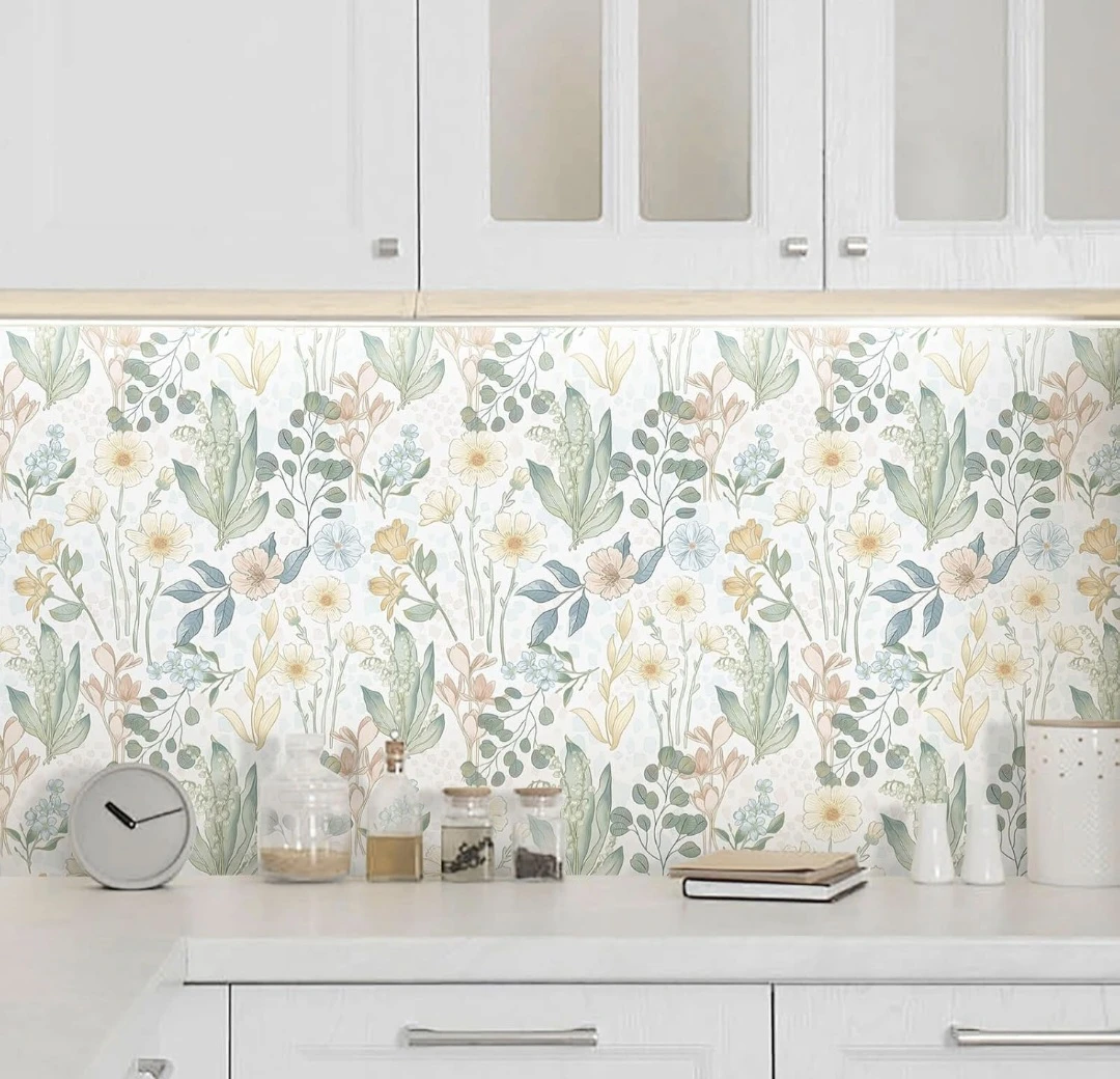 Green and Pink Floral Peel & Stick Wallpaper 17.3”x78.7” - photo 4