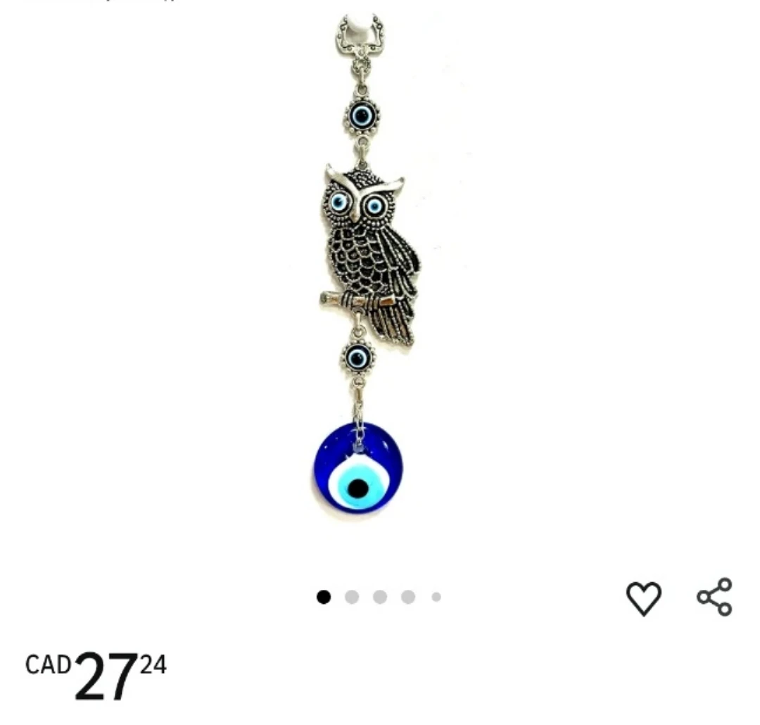 (NEW) Owl Evil Eye Wall Hanging Decor  (8.5 inches)