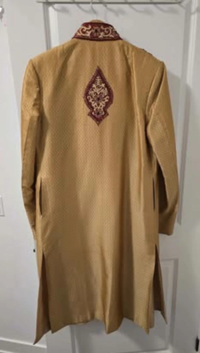 Groom Gold Sherwani with Trousers - photo 2
