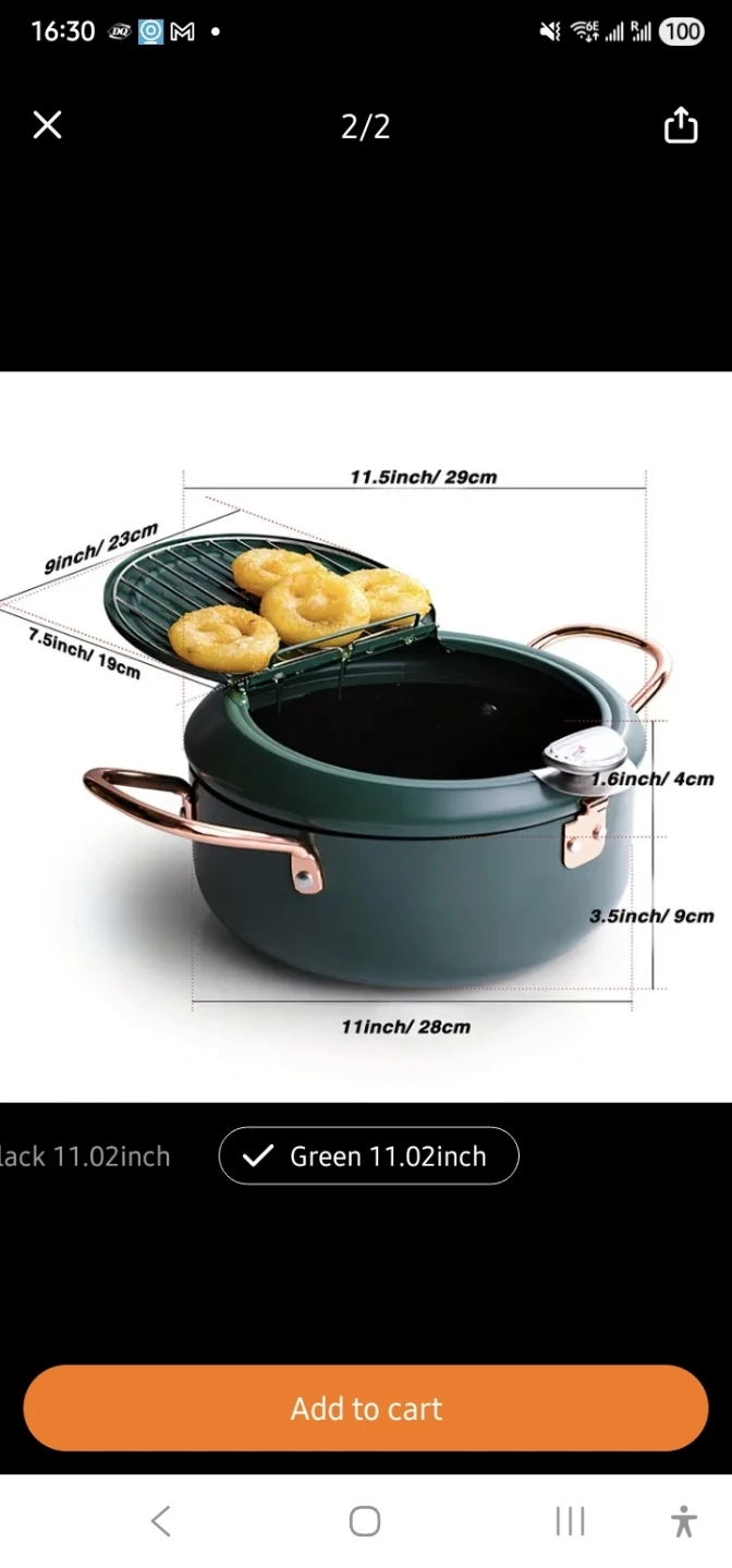 Deep Fryer Pot with Lid and Rack