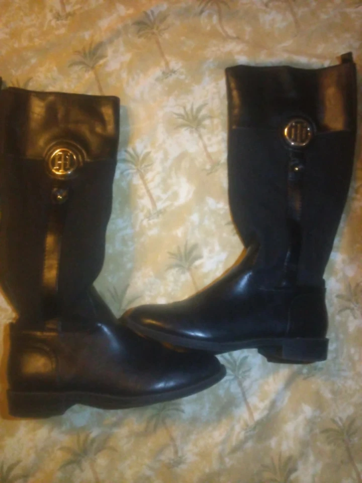 Tommy Hilfiger Black Leather Riding Boots
