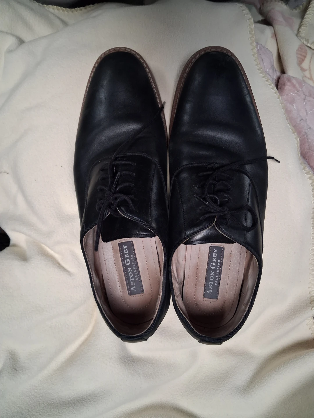 Aston Grey Black Leather Dress Shoes Men's Size 10 - photo 2