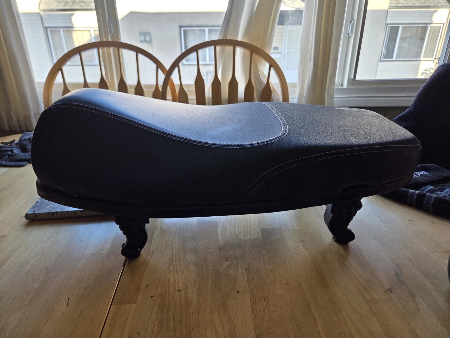 Costom built motorcycle seat ottoman