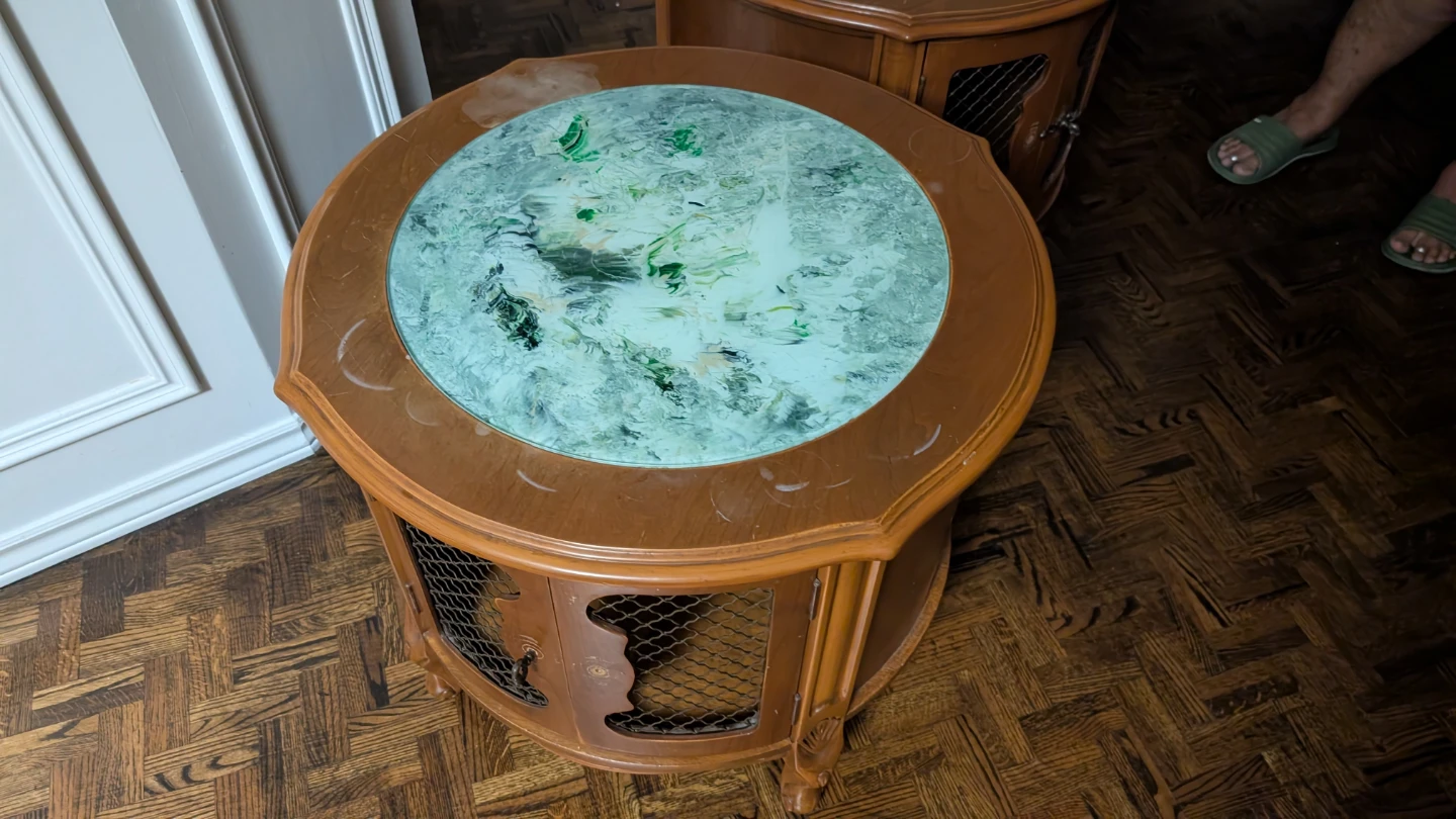 Vintage Side Table with Glass Top - photo 3