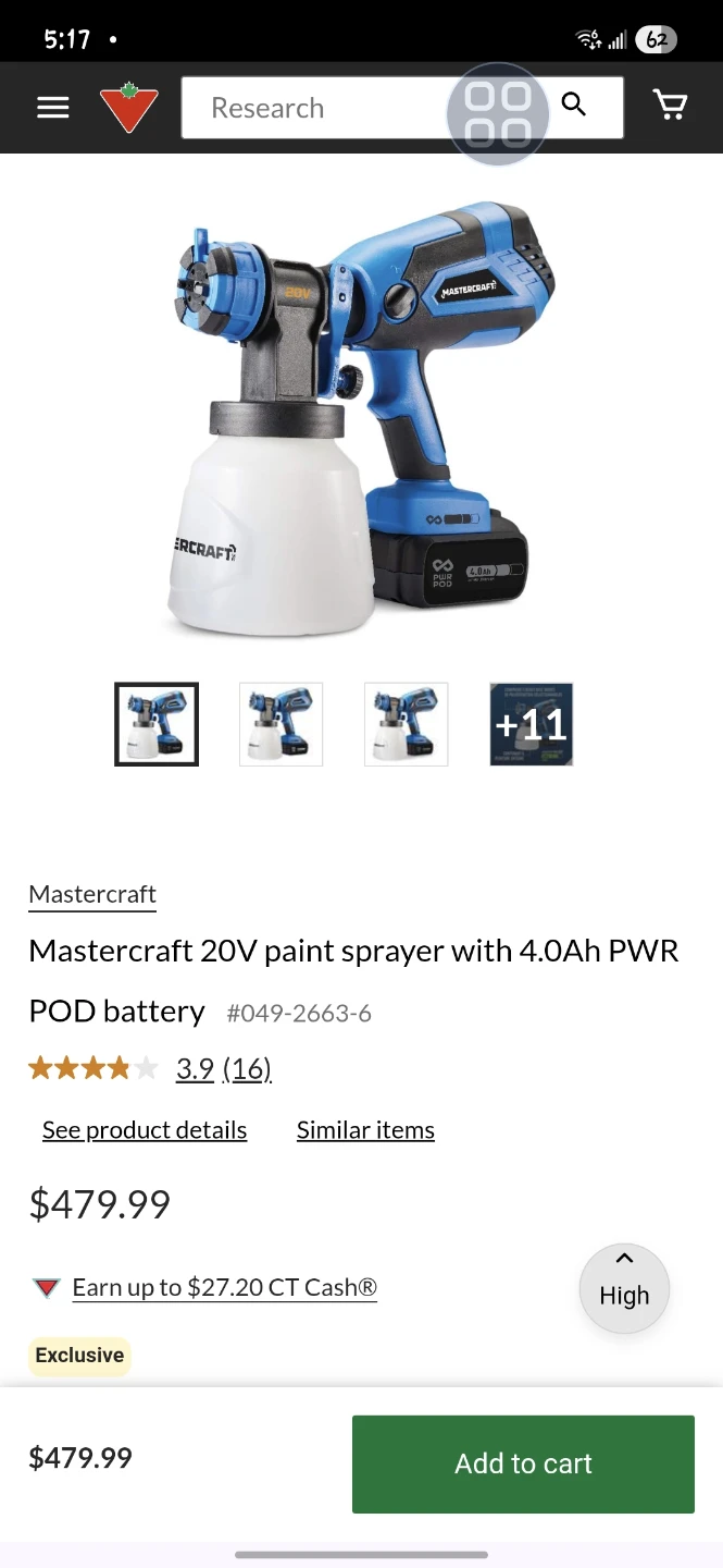 Mastercraft 20V Cordless Paint Sprayer Kit