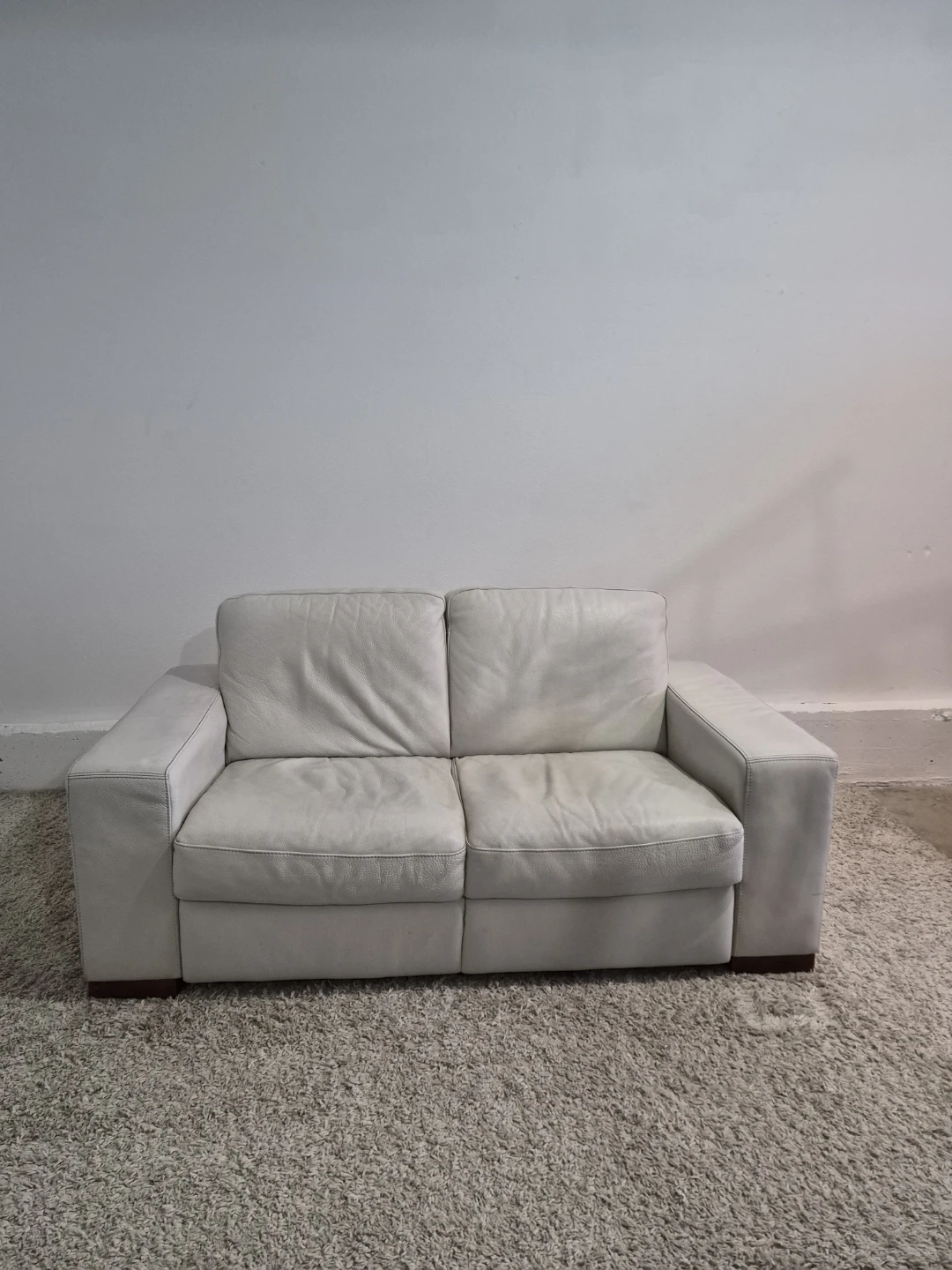 Natuzzi Real Leather 2 Seater Loveseat Sofa