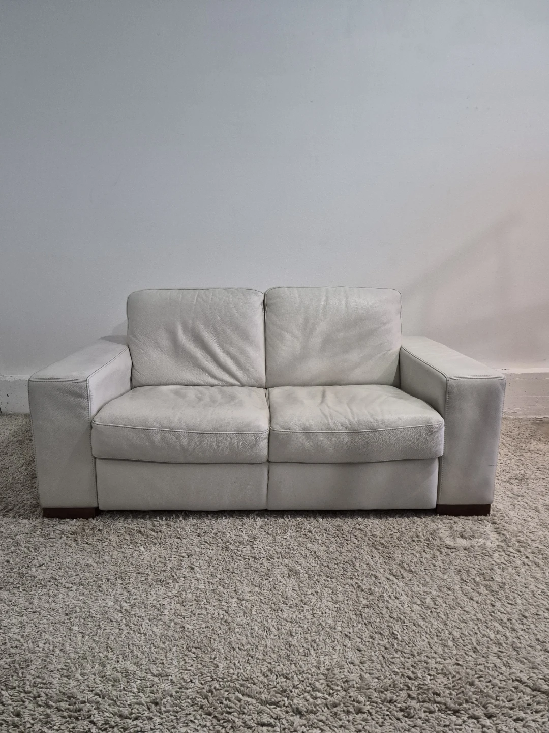 Natuzzi Real Leather 2 Seater Loveseat Sofa - photo 2
