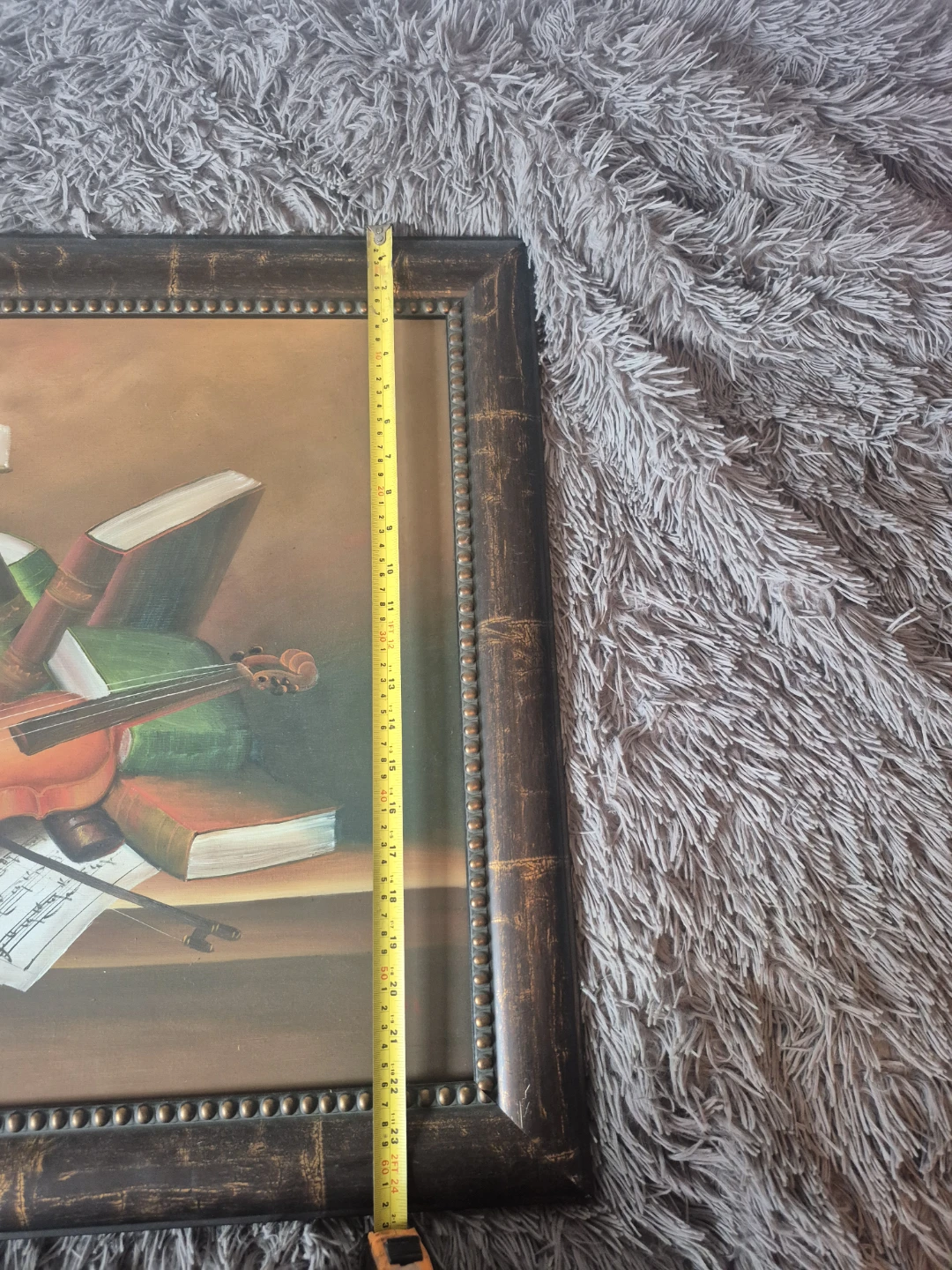 Framed Still Life Painting - Violin and Books - photo 5
