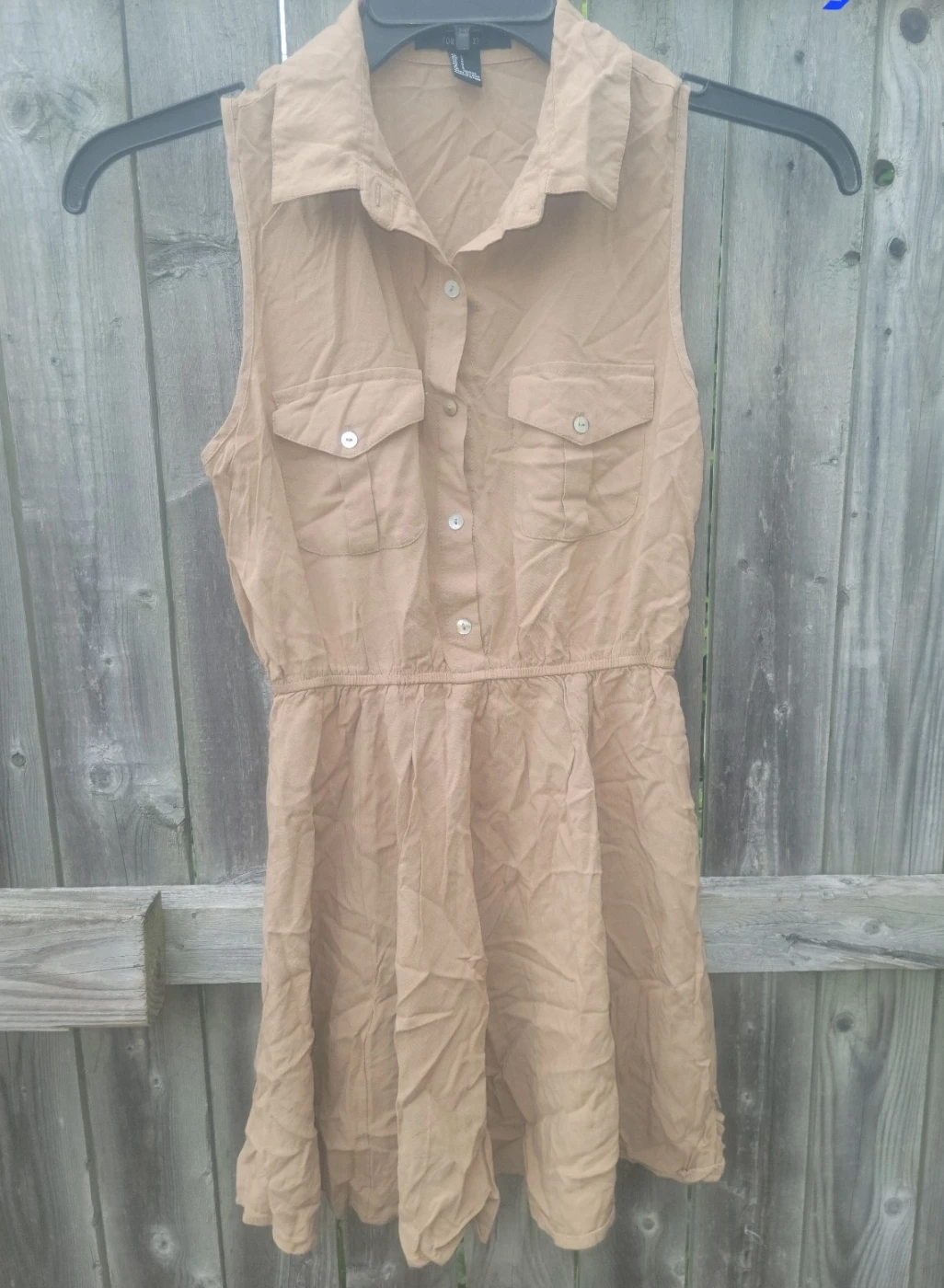 Forever 21 Tan Button Up Shirt Dress