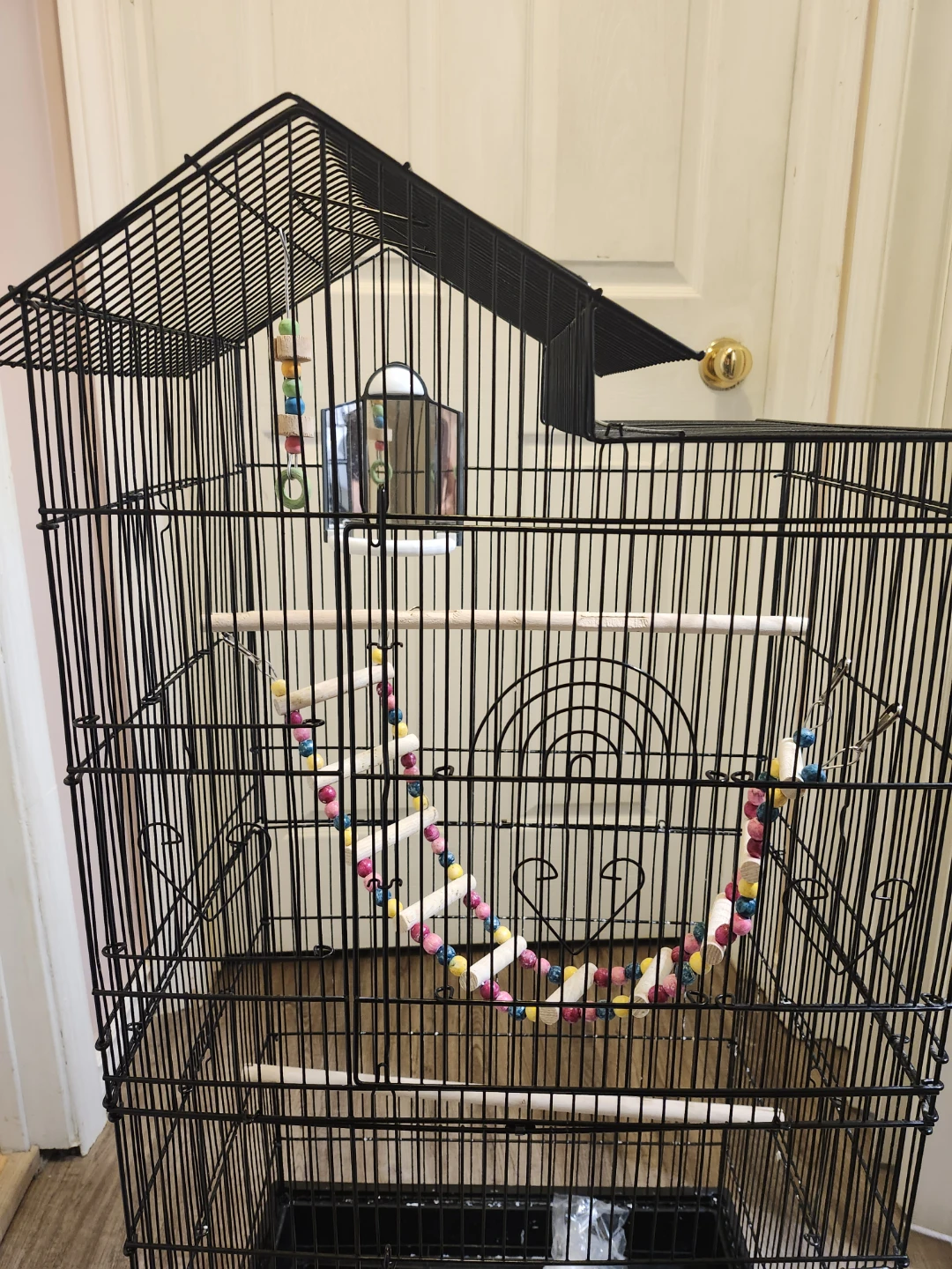 Black Bird Cage with Perches and Toys - photo 2