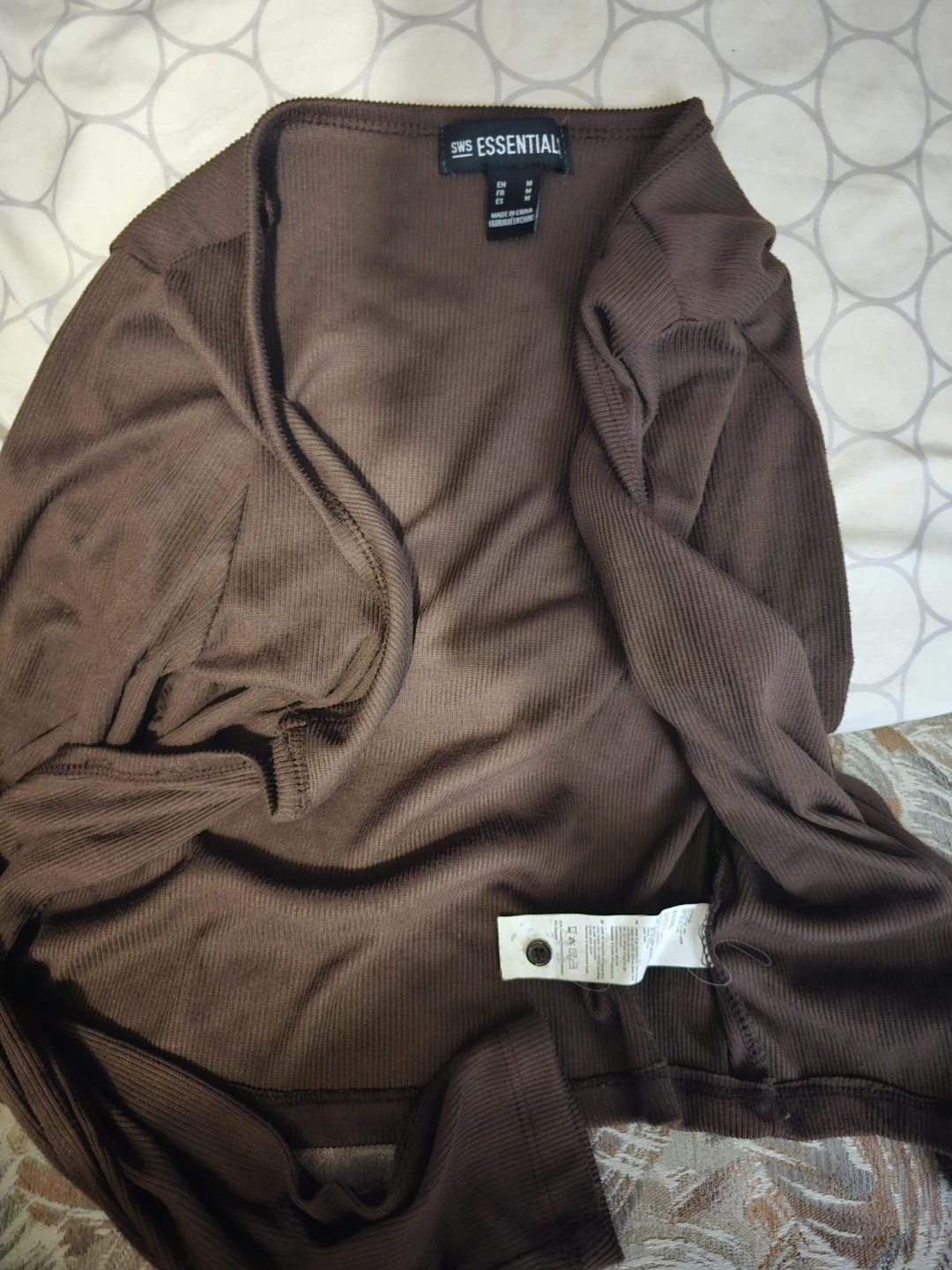 SWS ESSENTIALS Brown Cropped Cardigan Sweater - Size M