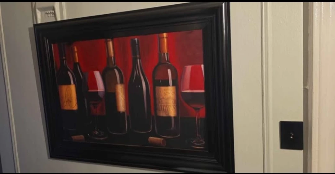 Framed Print of Wine Bottles and Glasses