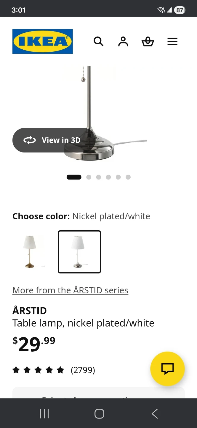 IKEA ÅRSTID Table Lamp - Nickel Plated/White - photo 3