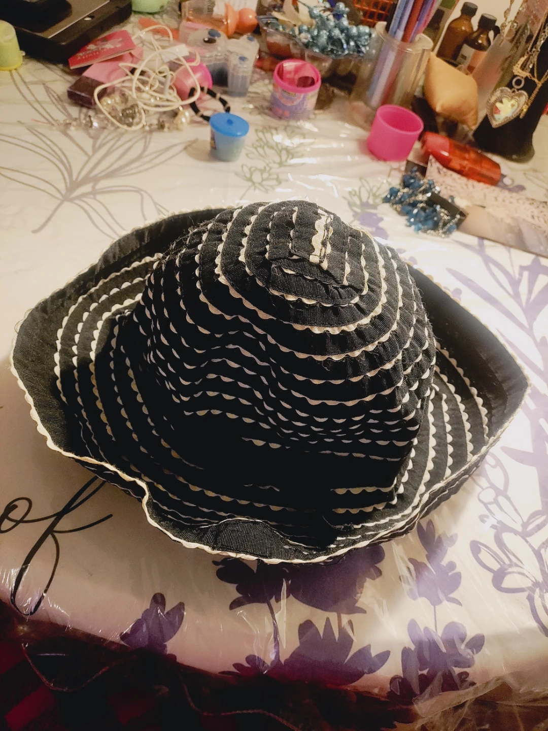 🧡Black and White Striped Sun Hat with Bow - photo 4