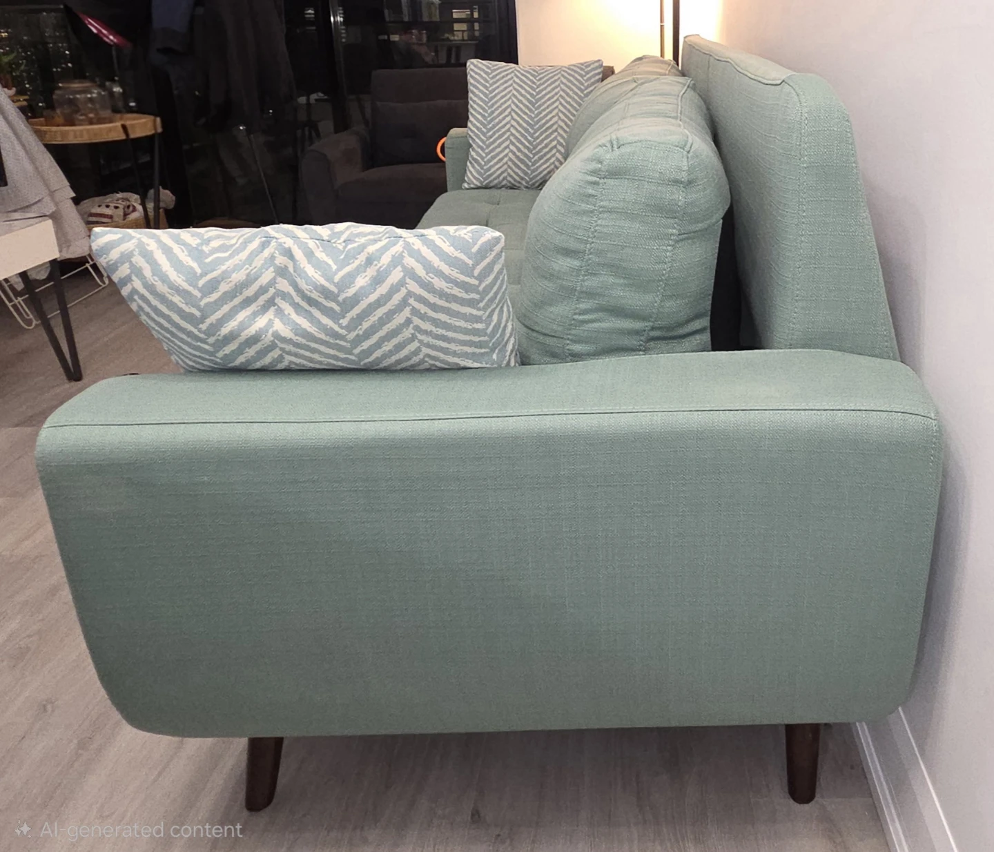 Mint Green 2-Seater Sofa with Decorative Pillows - photo 3
