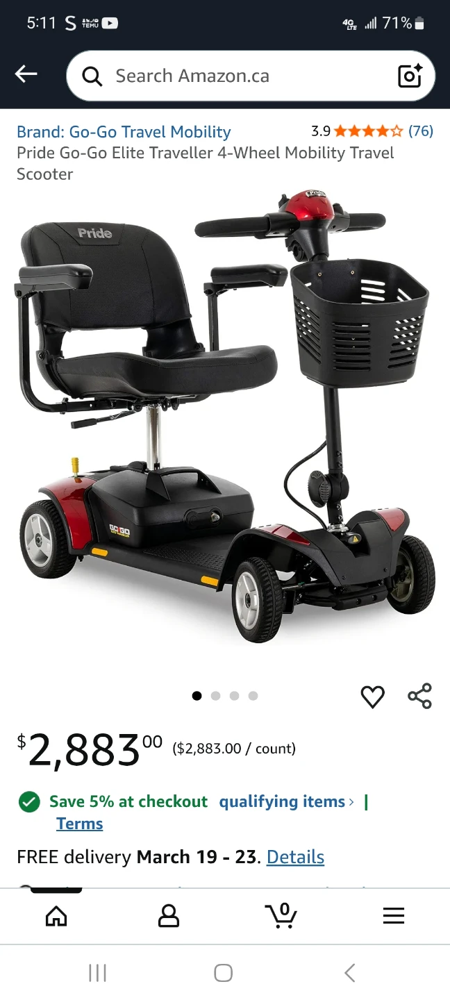 Pride Go-Go Elite Traveller 4-Wheel Mobility Scooter - photo 2