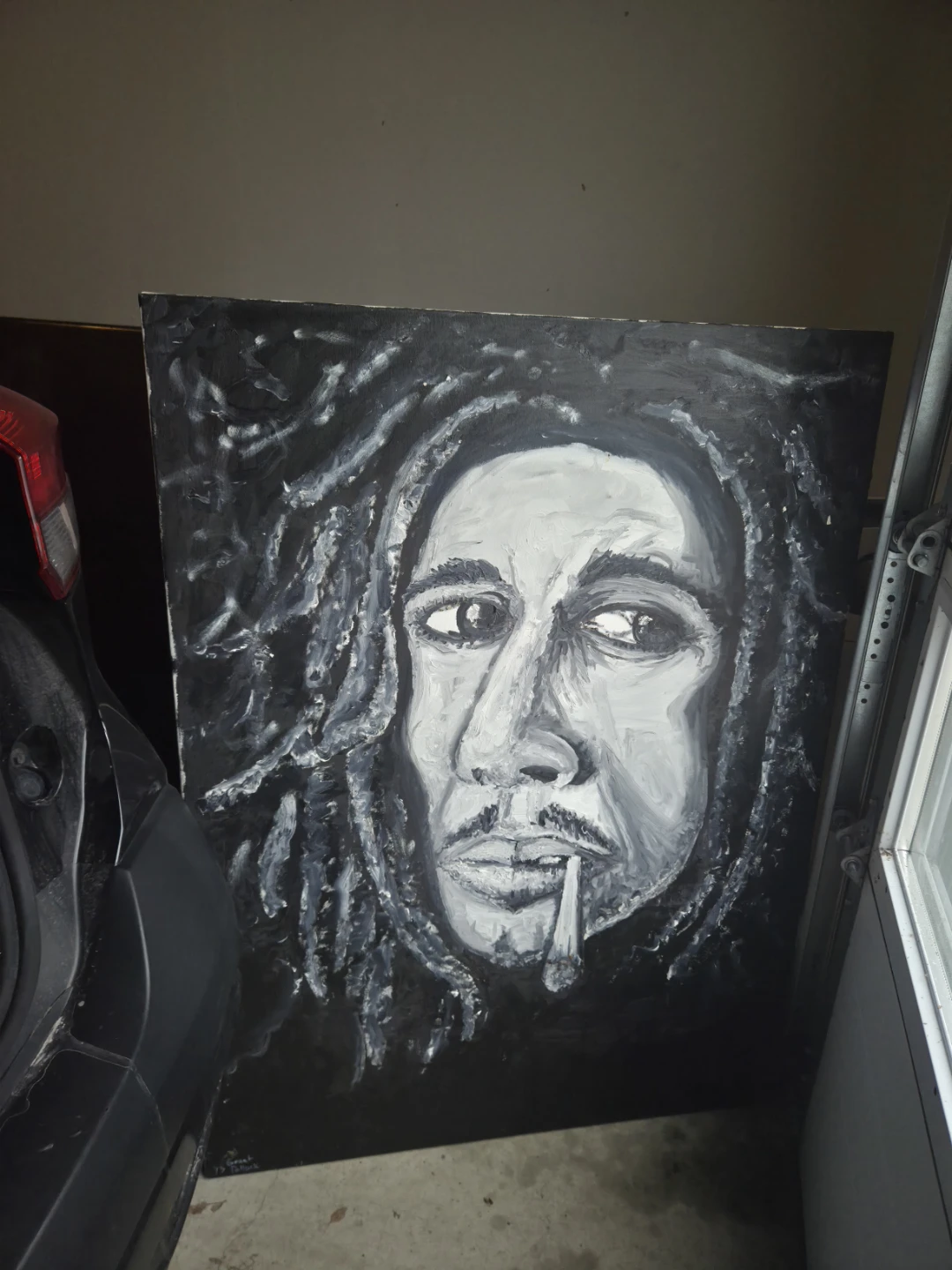 Original Painting of Bob Marley - Black and White - photo 4