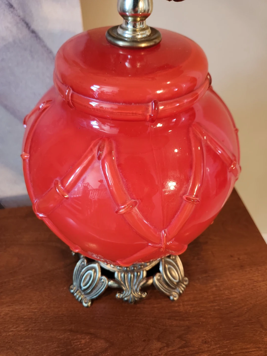 RARE Mid Century reverse painted Glass Lamp, DOPAMINE DECOR - photo 5