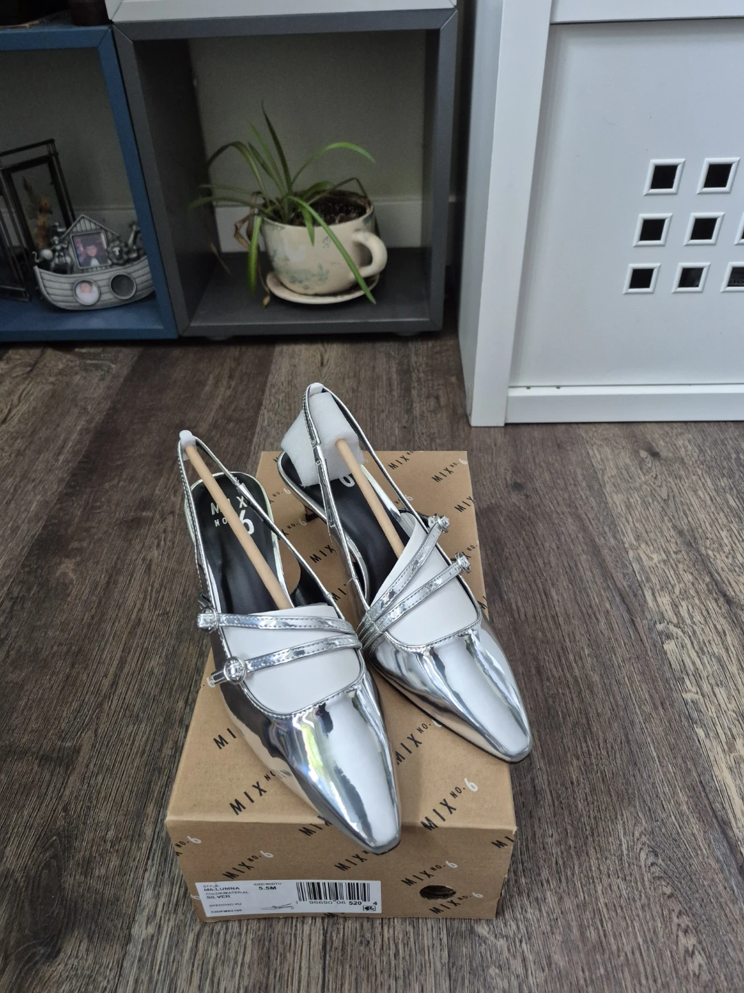 New Women MIX.NO.6 Silver Slingback Heels Size 5.5 - photo 5