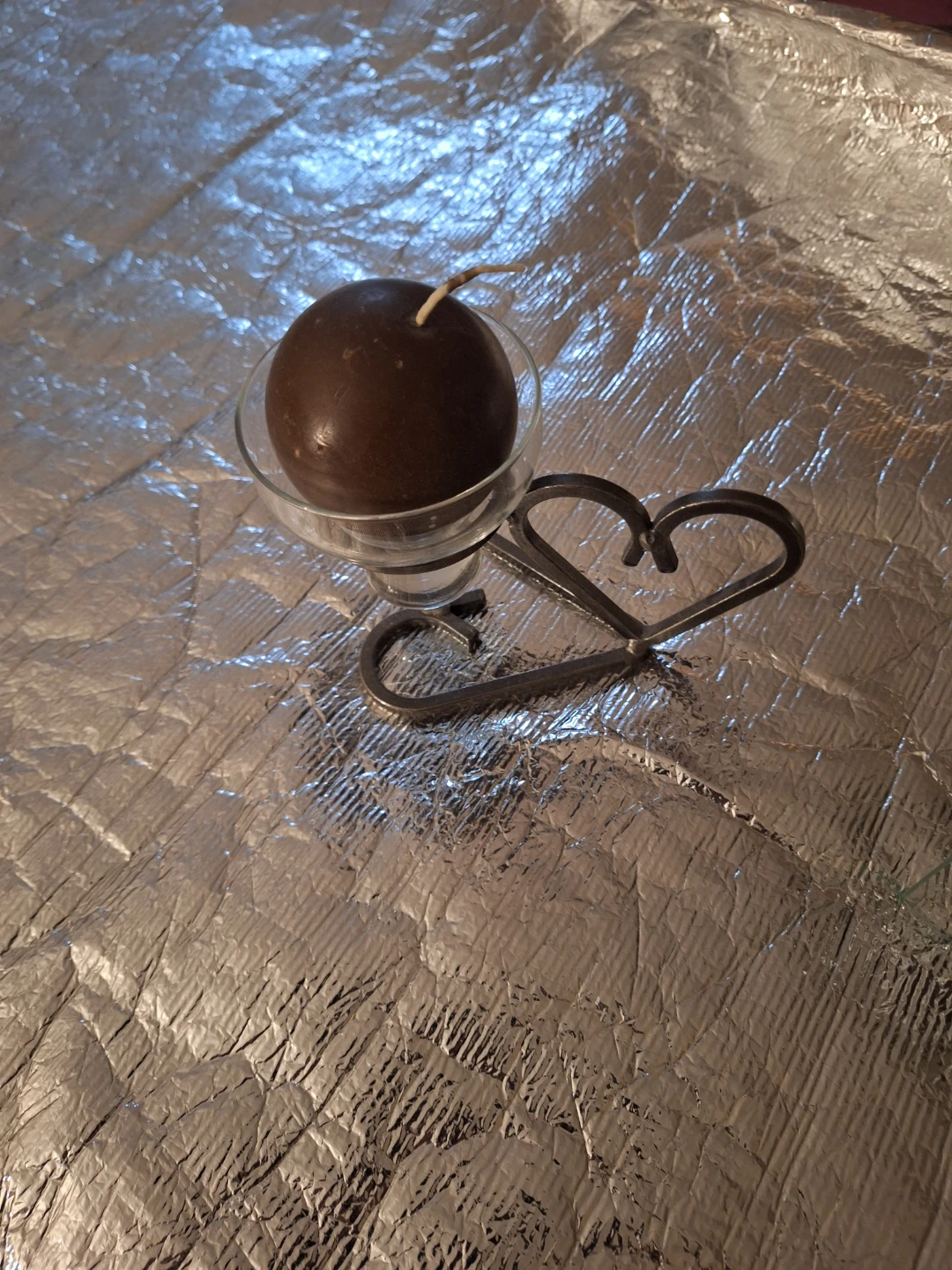 Round Brown Candle in Heart Candle Holder - photo 3