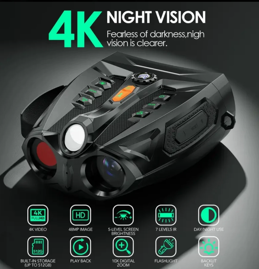 Brand New 4K Ultra HD Night Vision Binoculars. Free 64GB