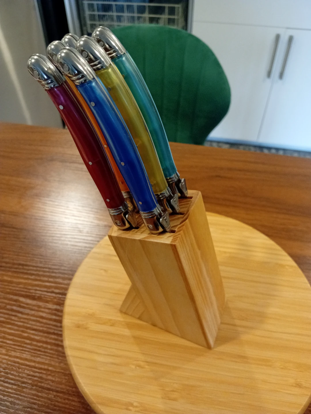 Set of 6 Laguiole Steak Knives with Wooden Block