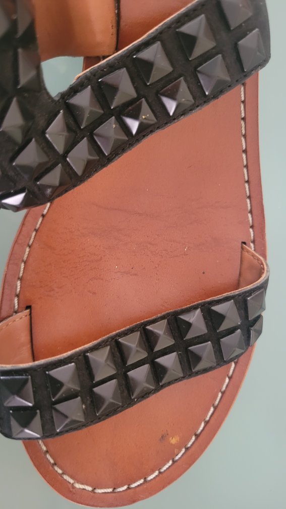 7 For All Mankind Black Studded Leather Sandals - photo 3