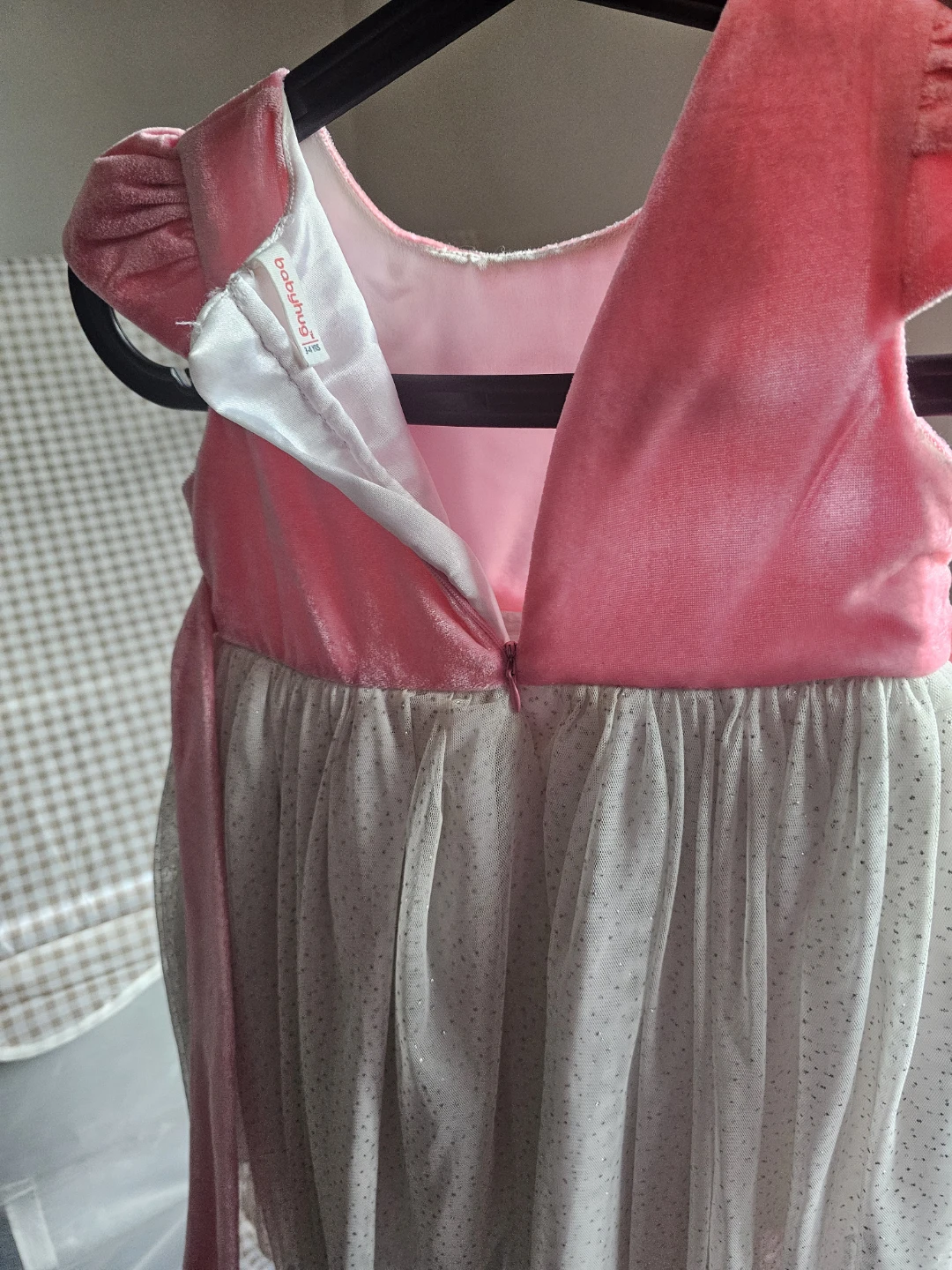 Babybugz Pink Dress with Rose Embellishments and Crown Headband - photo 2