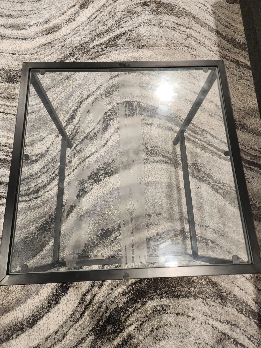 Square Glass and Metal End Table