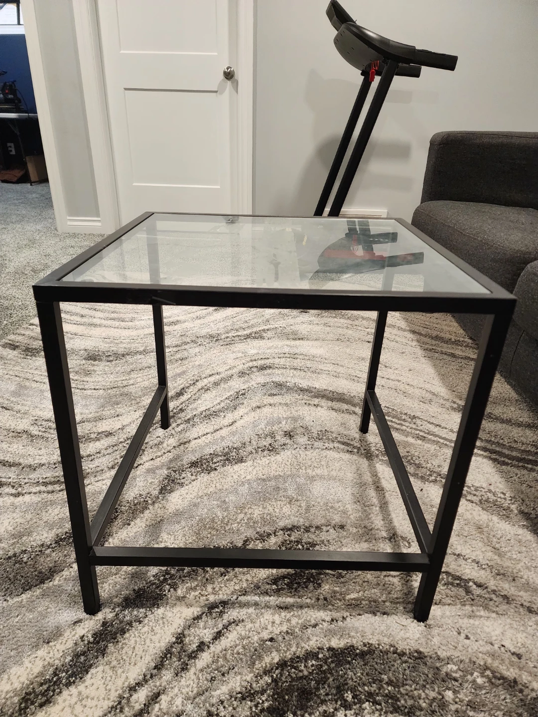 Square Glass and Metal End Table - photo 2