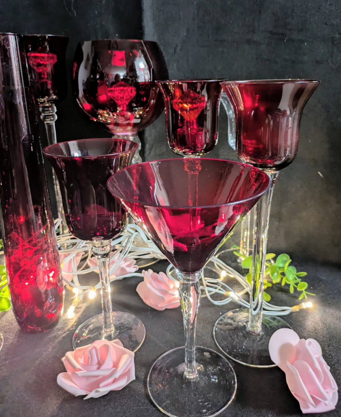 Set of 7 Red Glassware Items - photo 2