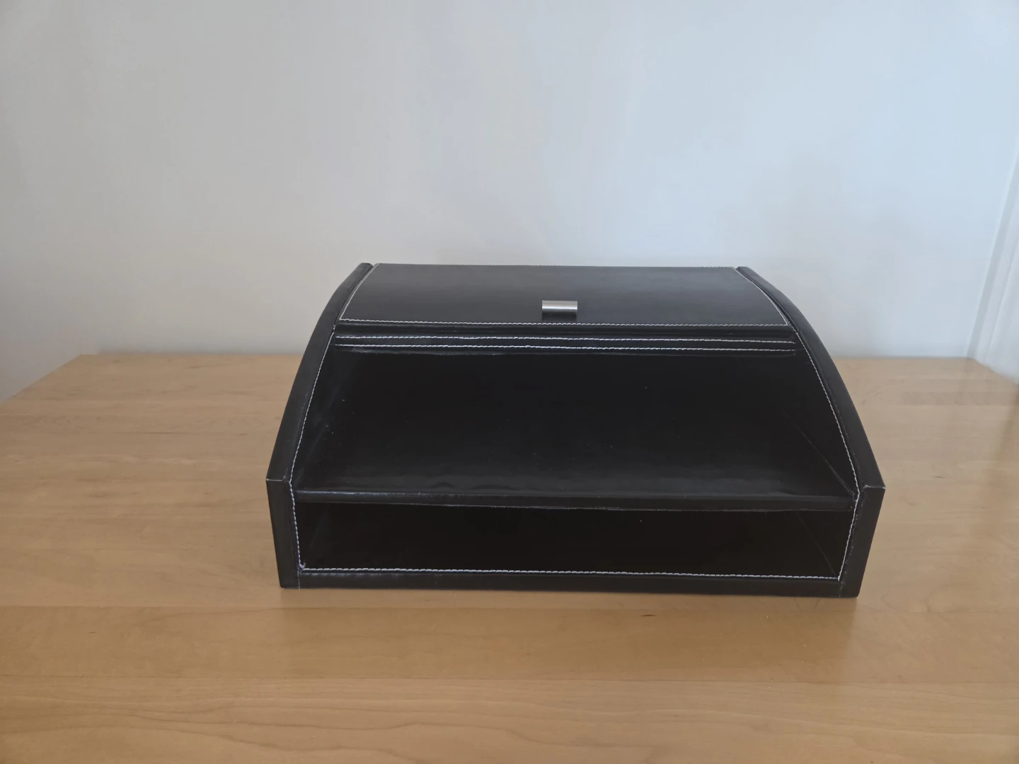 Black Faux Leather Desk Organizer